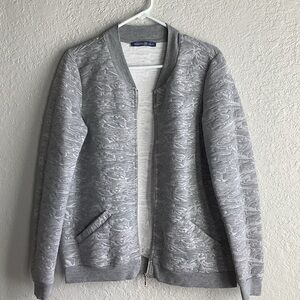 Women's Gray Textured Zip-Up Jacket